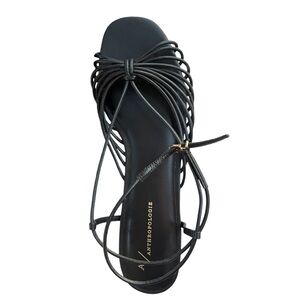 Anthropologie Black Strappy Flat Sandals – Minimalist Boho Summer Sandals